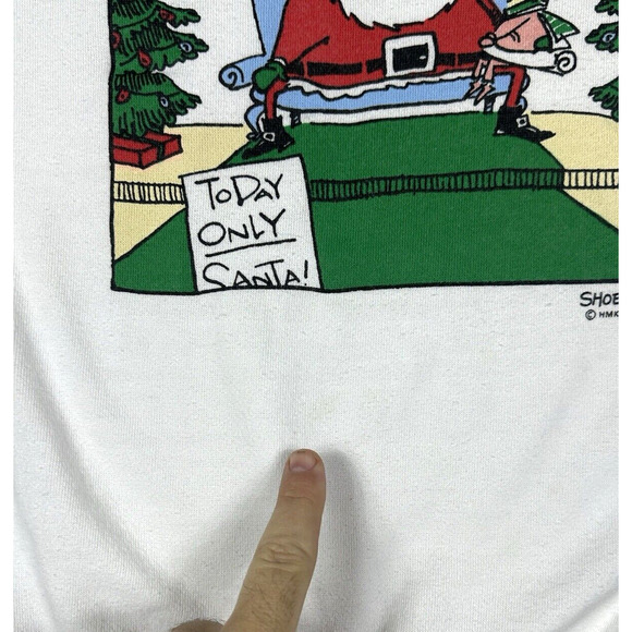 Vintage 90s Santa Christmas Shoebox Sz XL Crewneck Sweatshirt Delta Tag Made USA - Picture 9 of 10